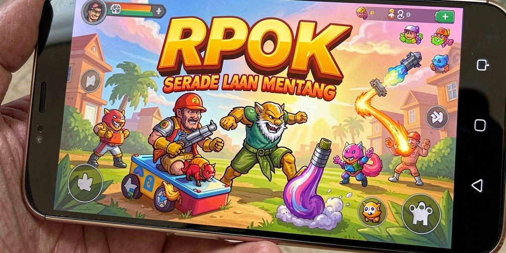 Screenshot gameplay RPOK menampilkan aksi seru di level penuh warna.